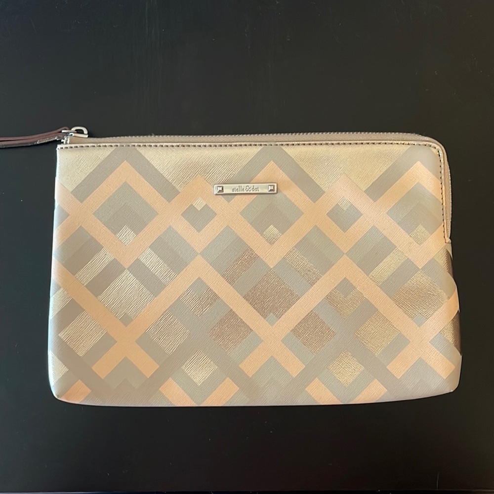 Stella & Dot Metallic Zippered Clutch